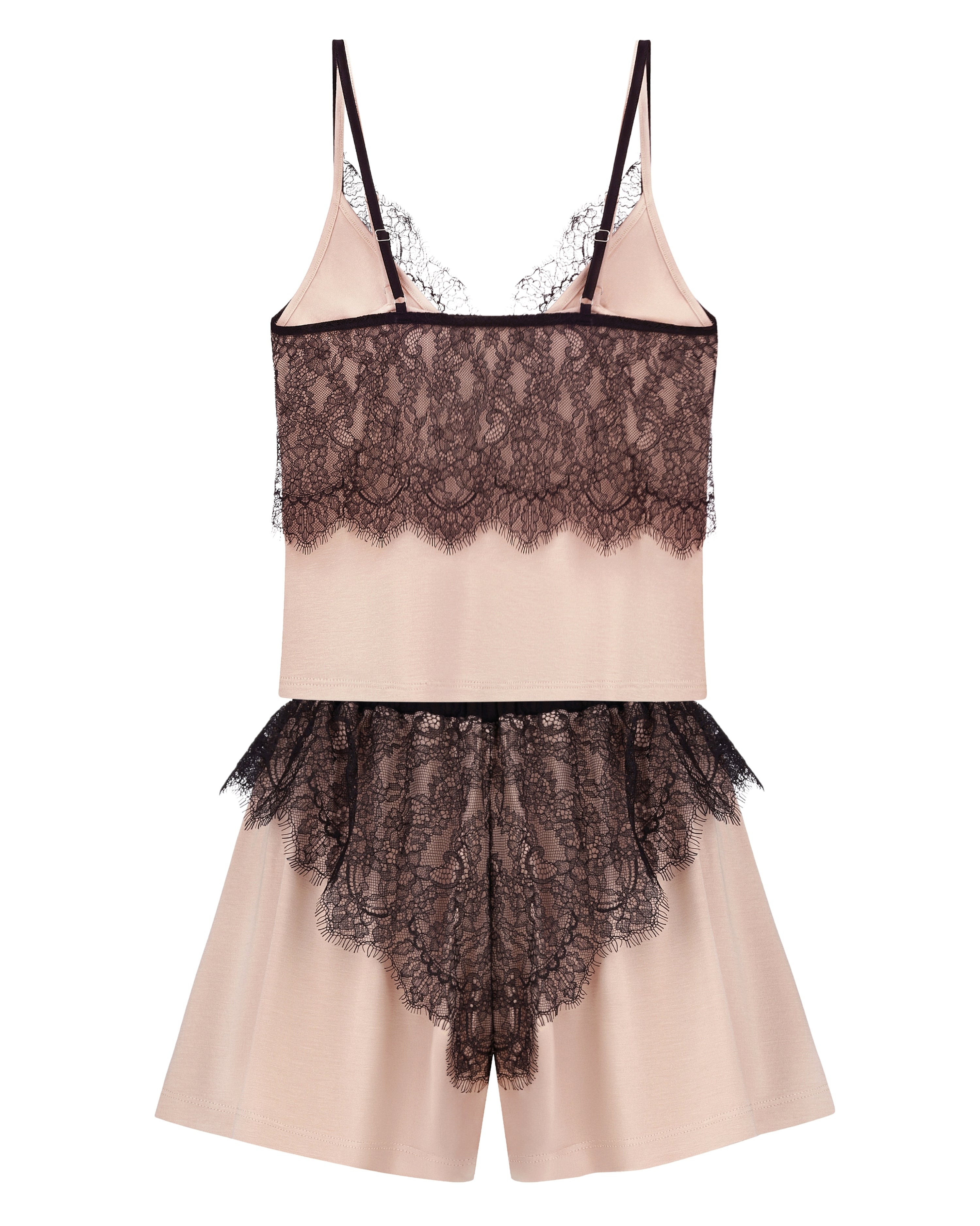 Bamboo cami shorts Set 03352 beige noir