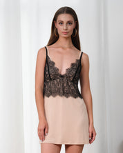 Bamboo Chemise spaghetti strap 03353 beige noir