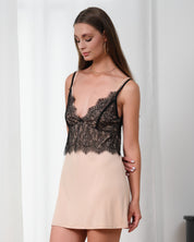 Bamboo Chemise spaghetti strap 03353 beige noir