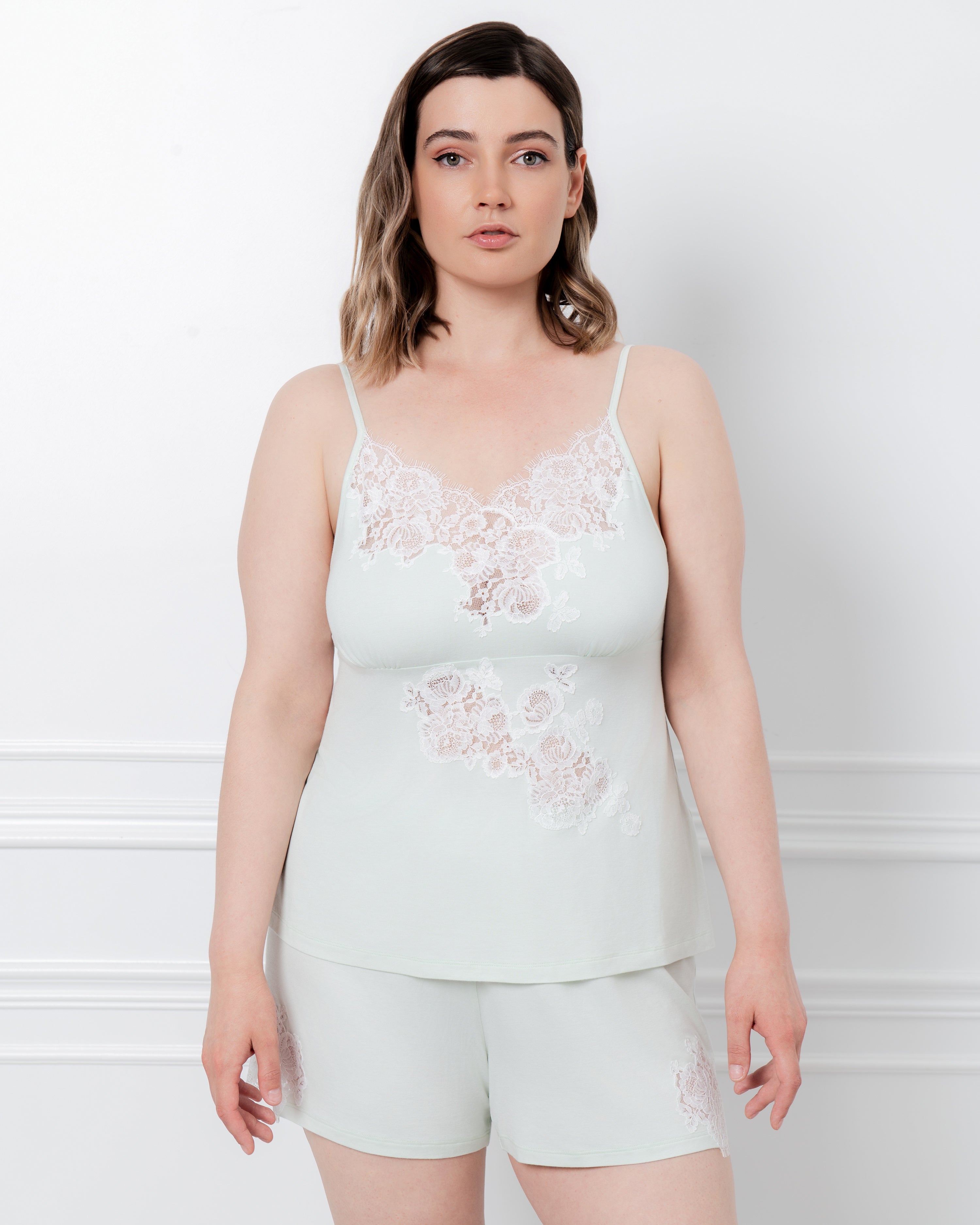 Bamboo cami shorts Set 03360 mint cream