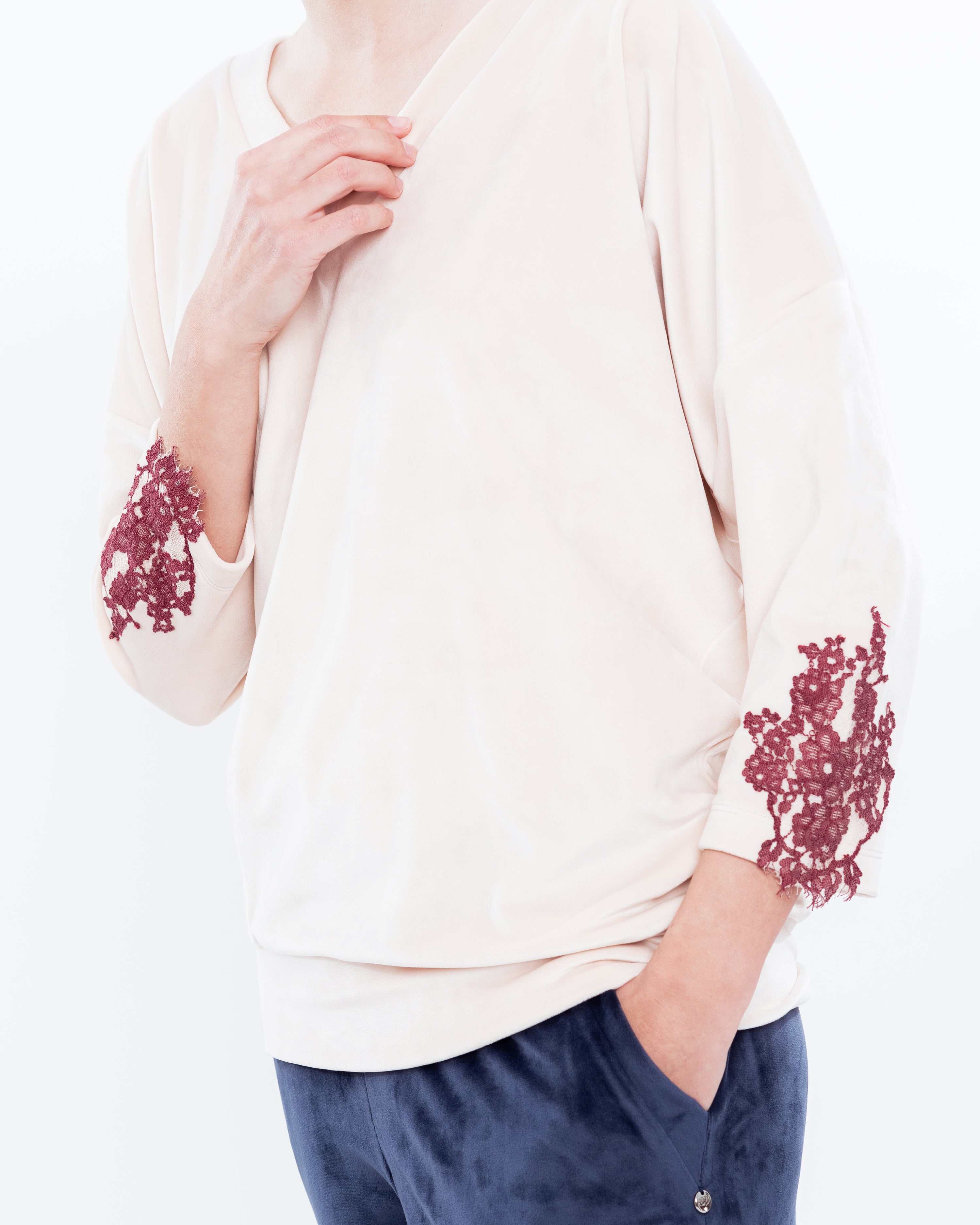 Velour home Set 0386 ecru/marsal