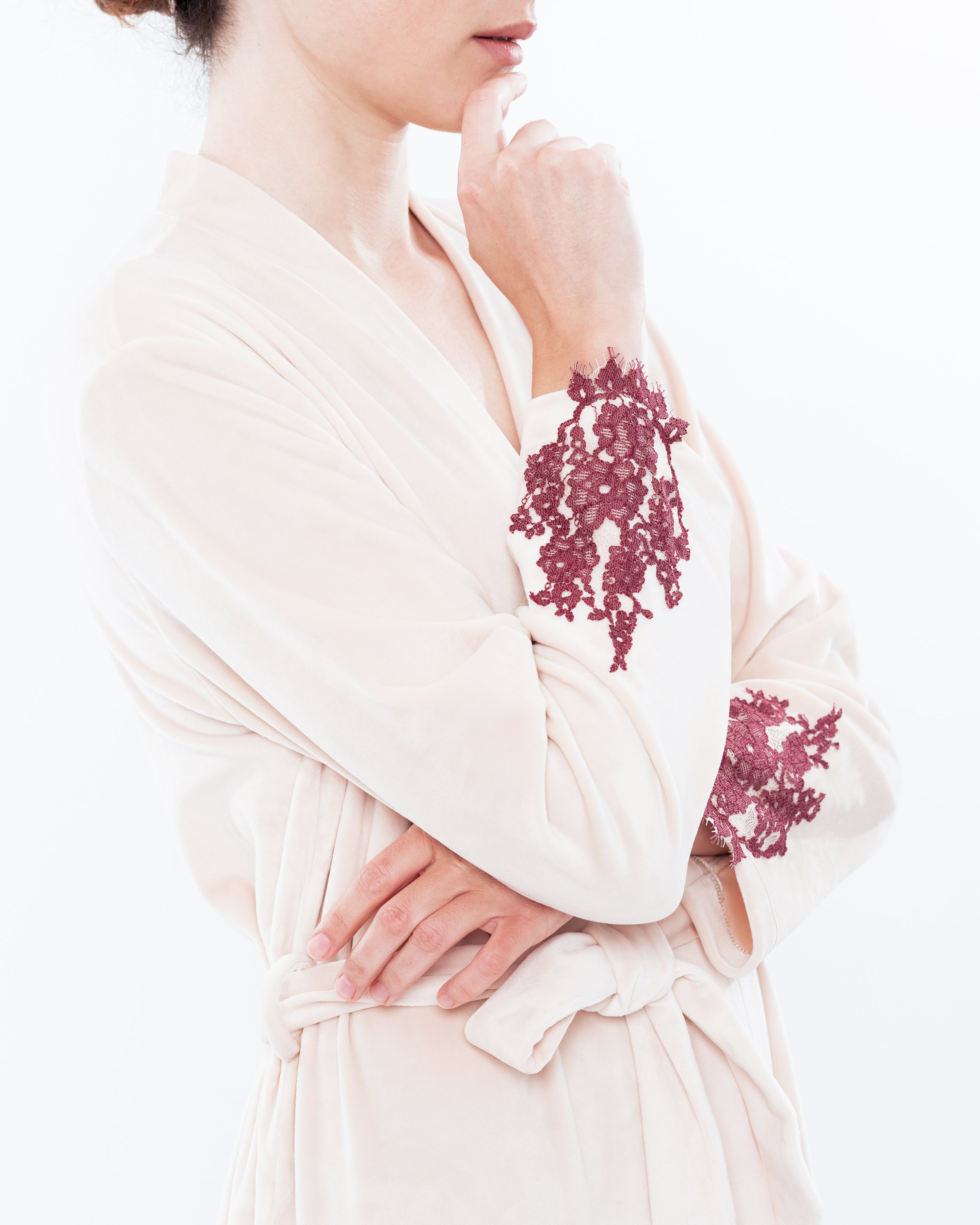 Velour long sleeve Robe 0388 ecru/marsal