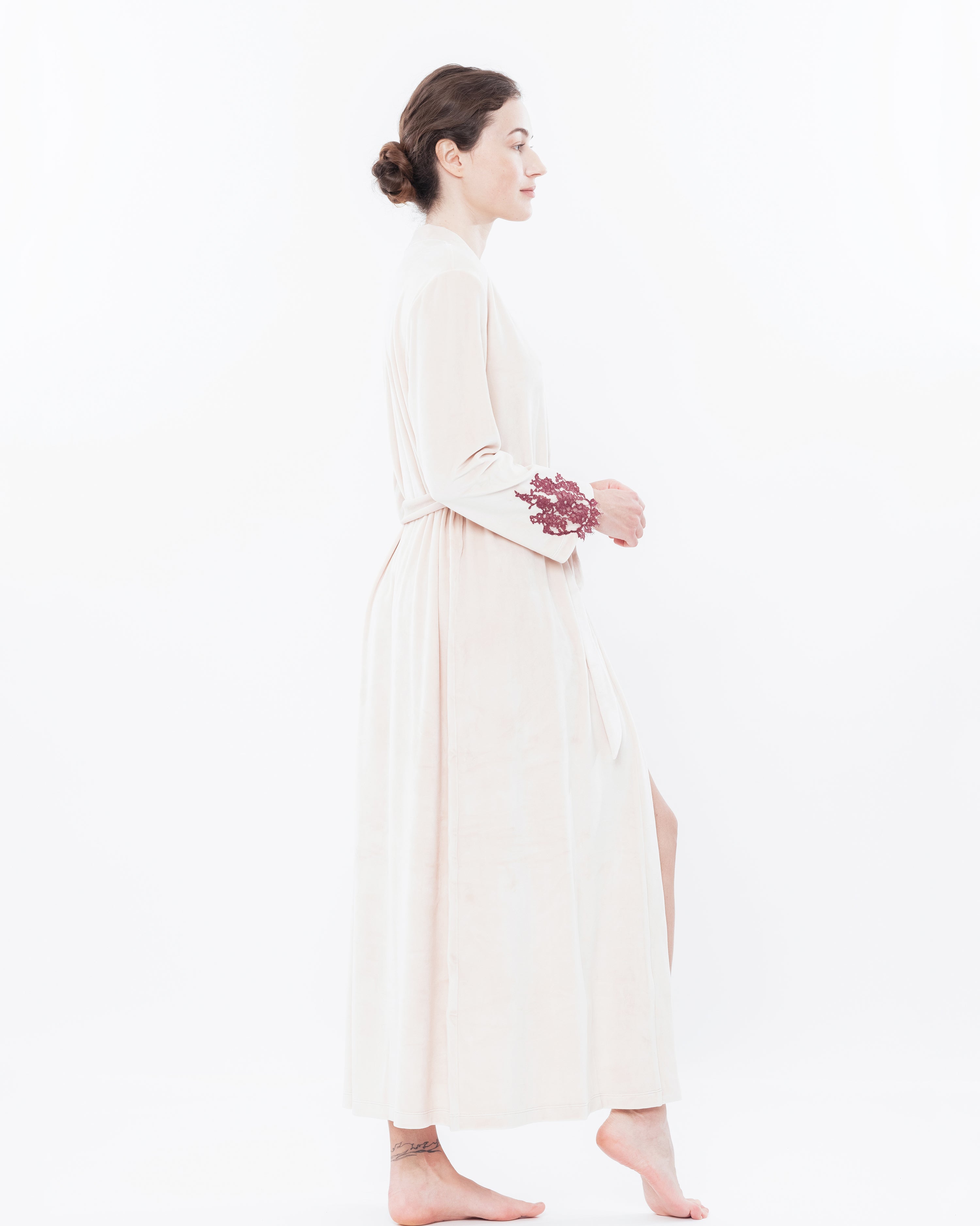 Velour long sleeve Robe 0388 ecru/marsal