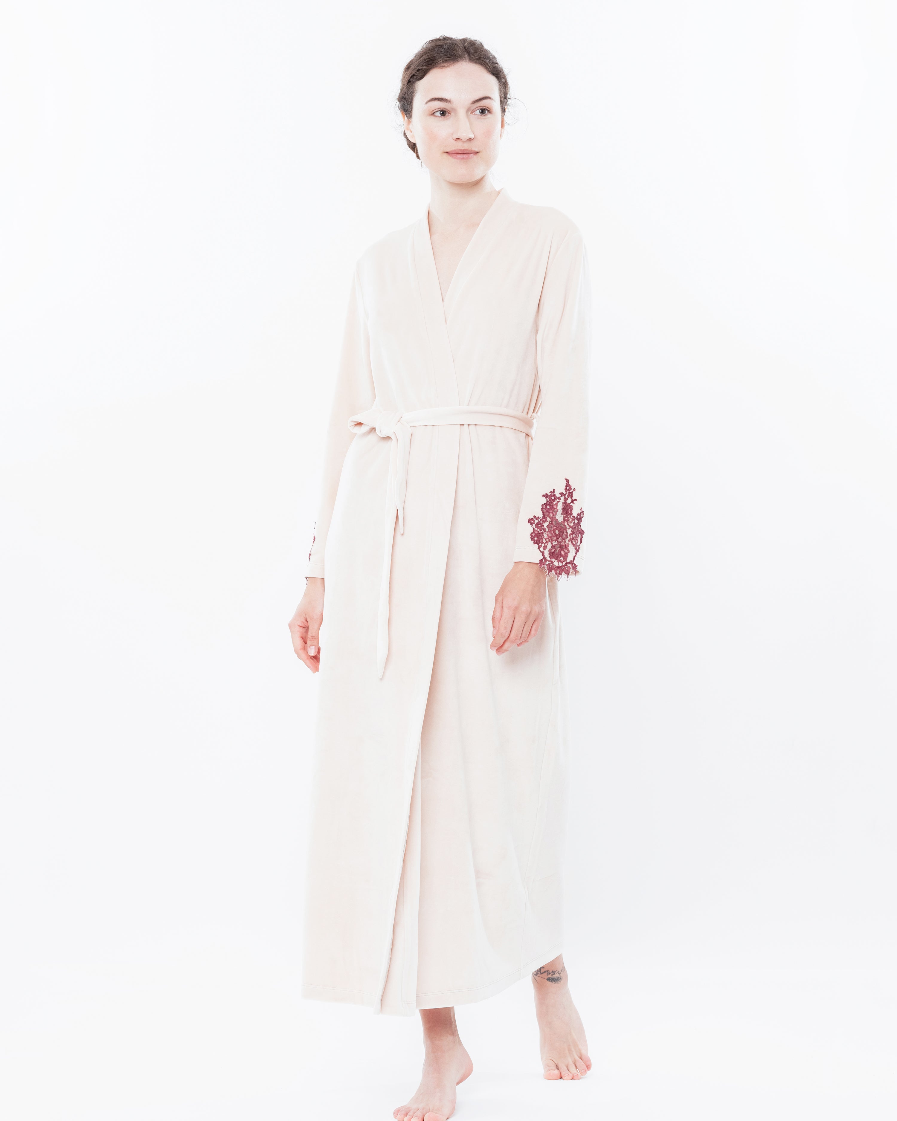 Velour long sleeve Robe 0388 ecru/marsal