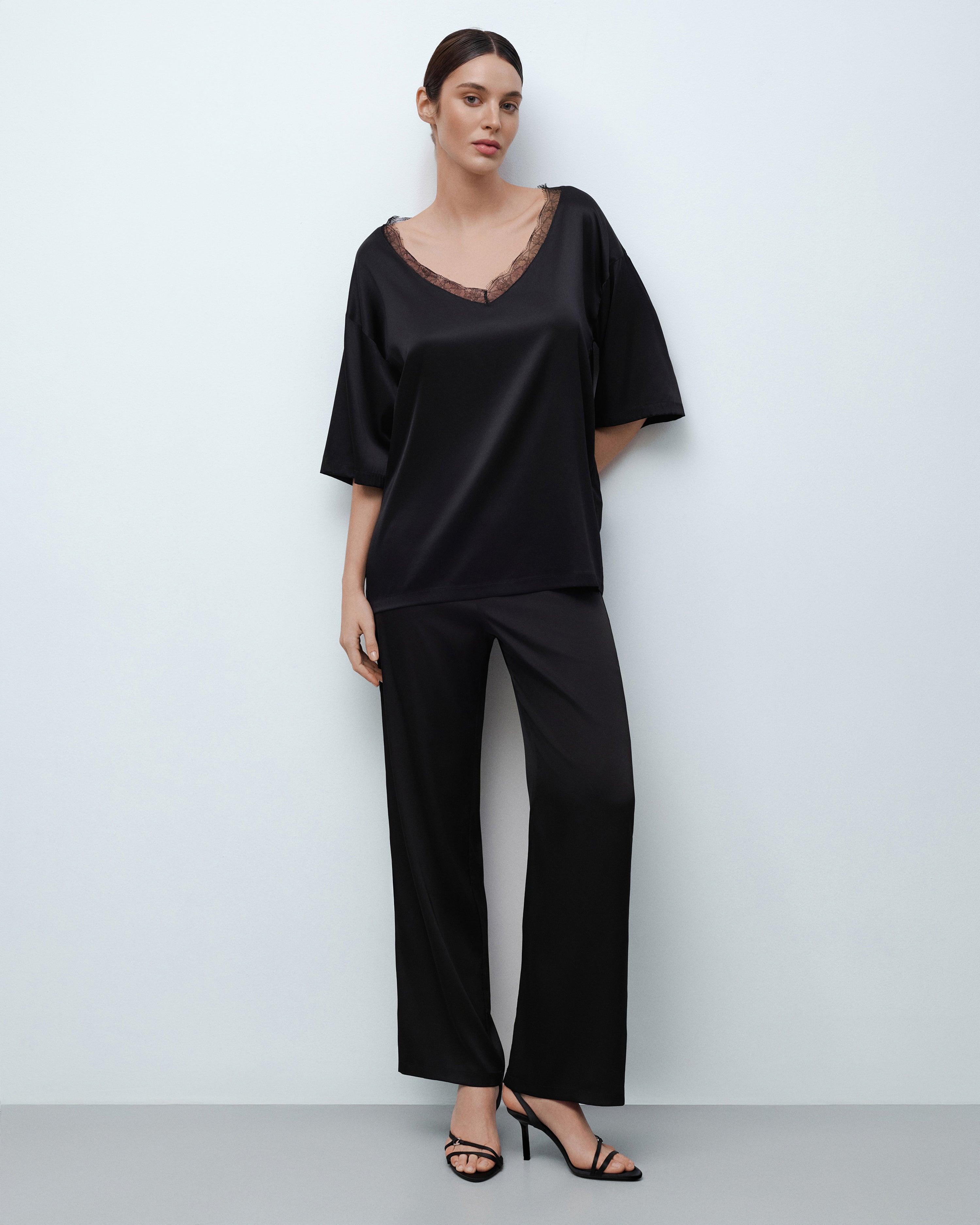 Silk loungewear Set 04105SL black