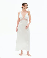 Silk Nightgown with lace detail 04108SL ivory