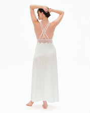 Silk Nightgown with lace detail 04108SL ivory