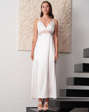 Silk Nightgown with lace detail 04108SL ivory