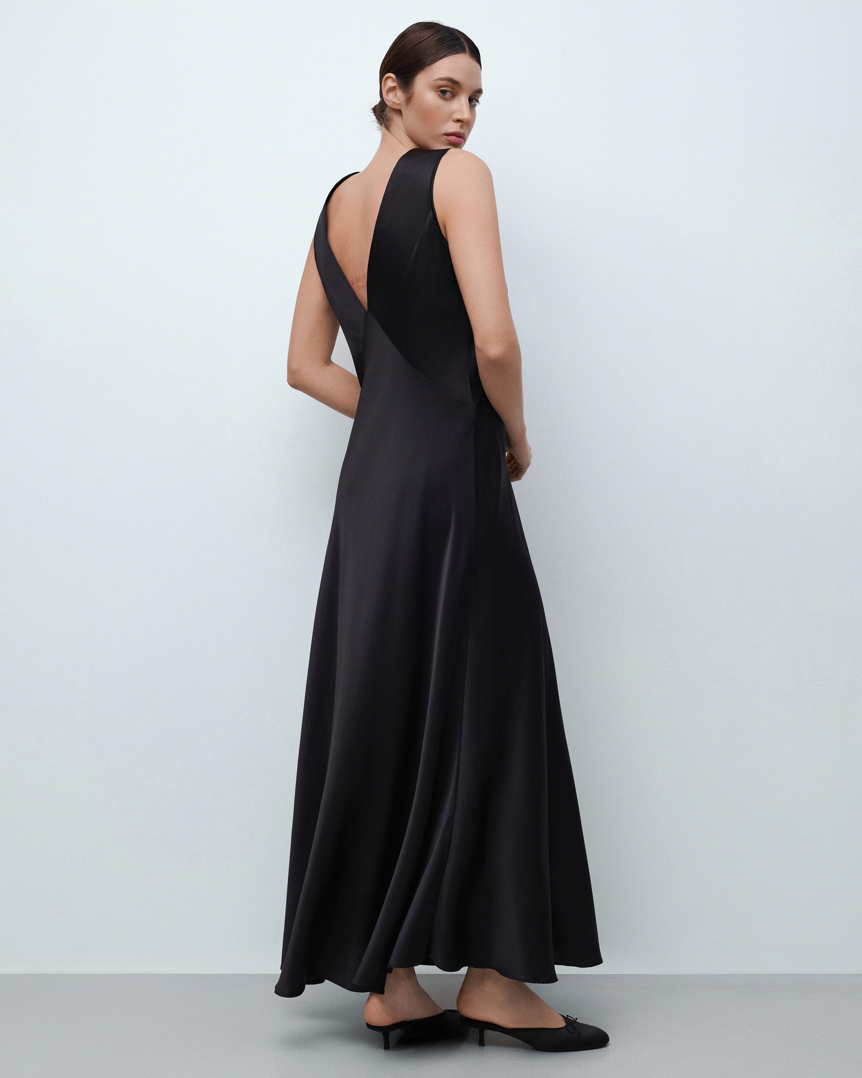 Silk long Nightgown 04109SL black