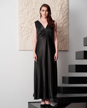 Silk long Nightgown 04109SL black