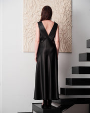 Silk long Nightgown 04109SL black