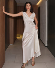 Silk long Nightgown 04109SL ivory