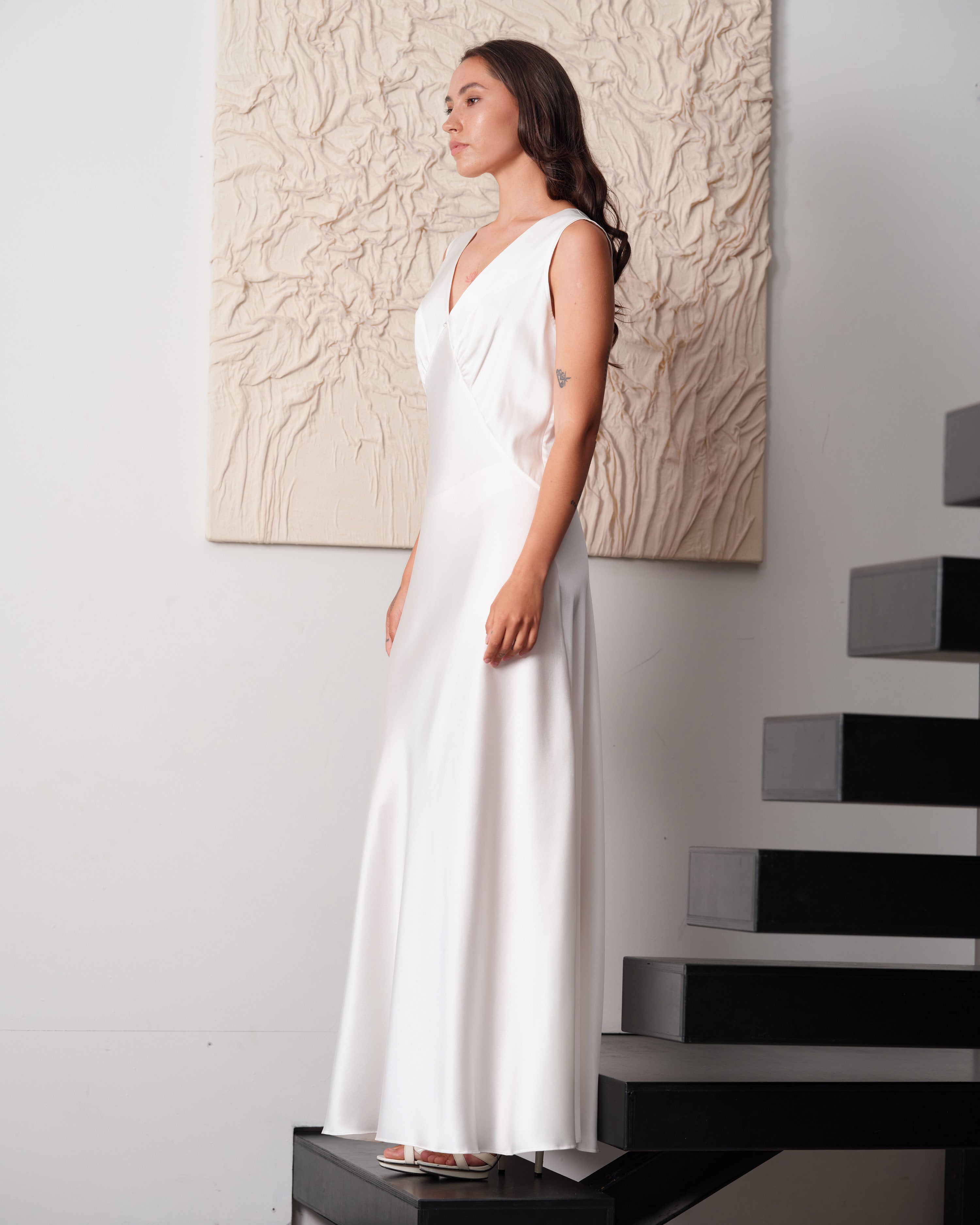 Silk long Nightgown 04109SL ivory