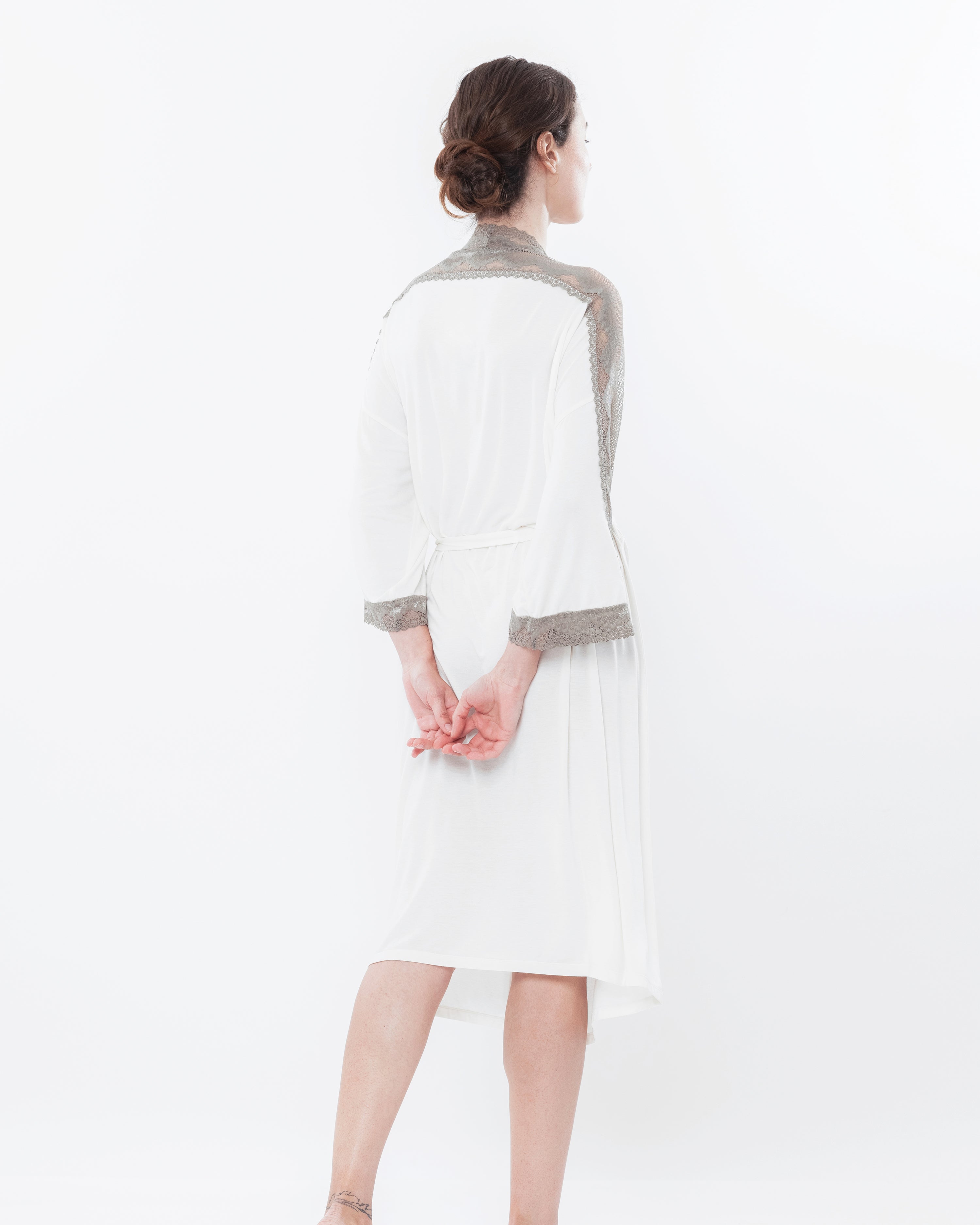 Bamboo 3/4 sleeve Robe 10202C ecru