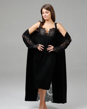 Bamboo long sleeve Robe 10502C black