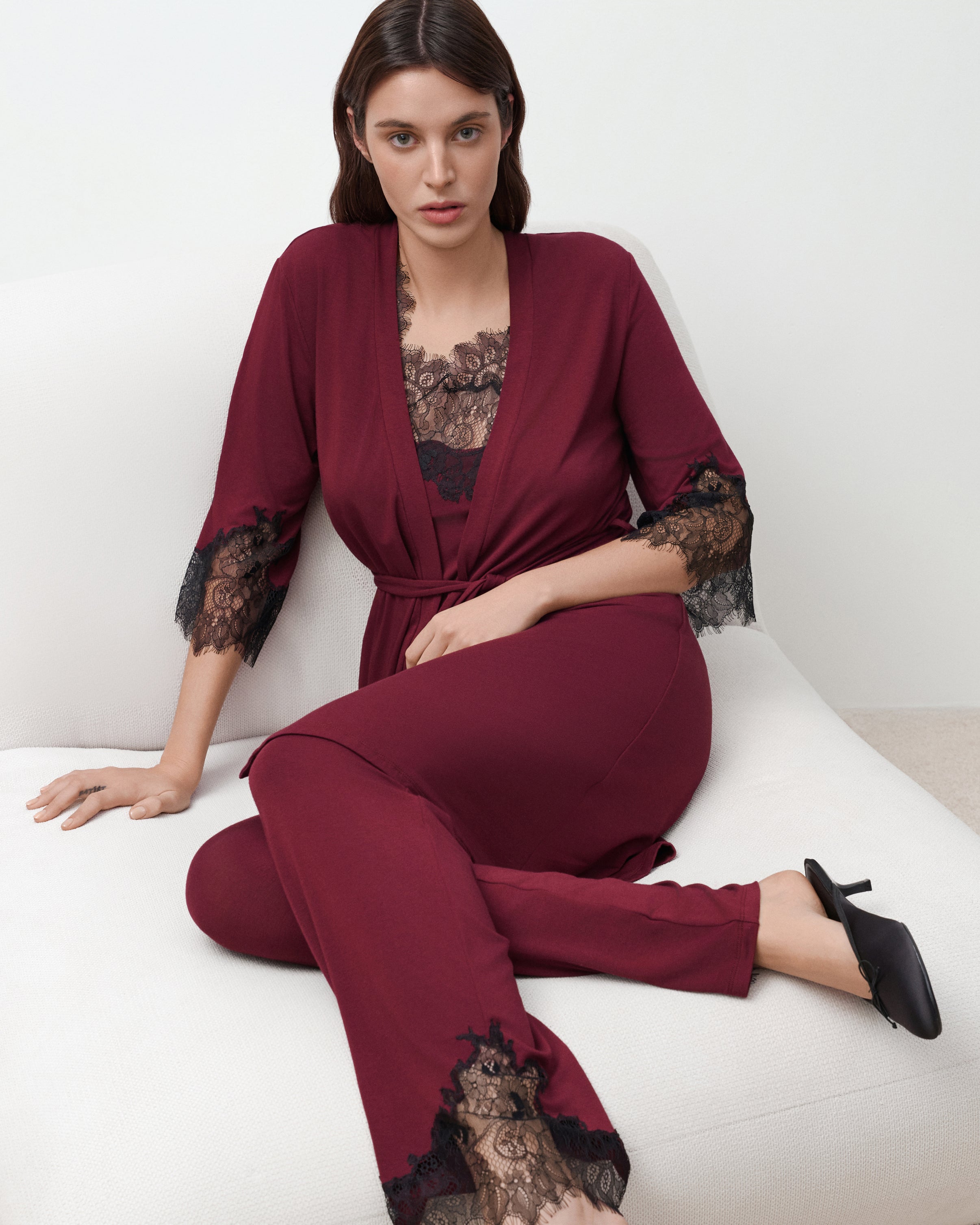 Bamboo 3/4 sleeve Robe 03340 cherry lacquer