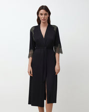 Bamboo 3/4 sleeve Robe 03345 black