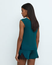 Bamboo cap-sleeve shorts Set 03321 midnight pine