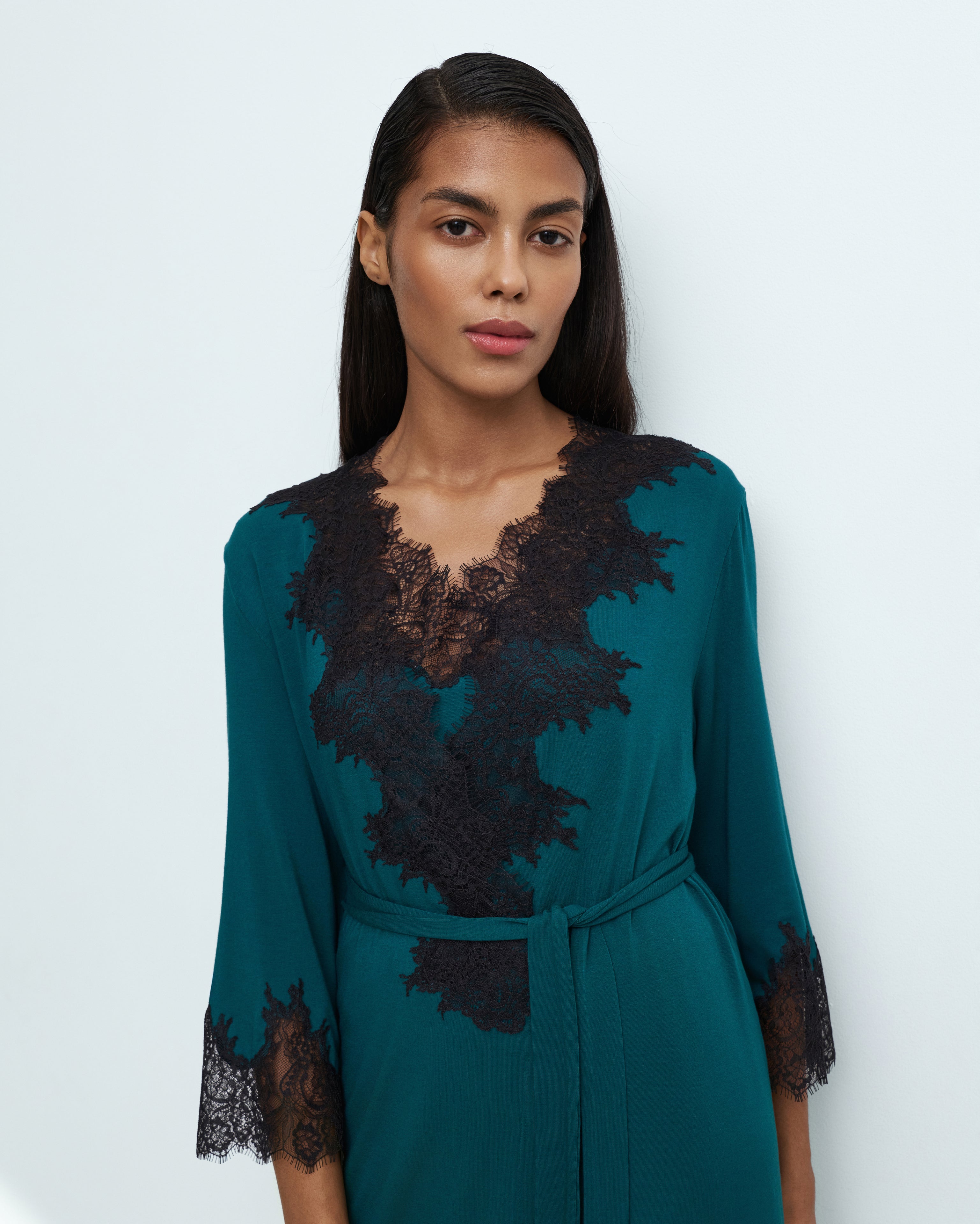 Bamboo 3/4 sleeve Robe 03322 midnight pine