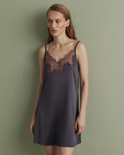 Satin Chemise spaghetti strap S03407 grey