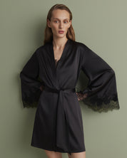 Satin Robe S03406 black