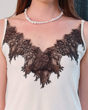 Bamboo cami shorts Set 03337 ivori/black