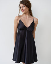 Satin chemise Babydoll S03199 black