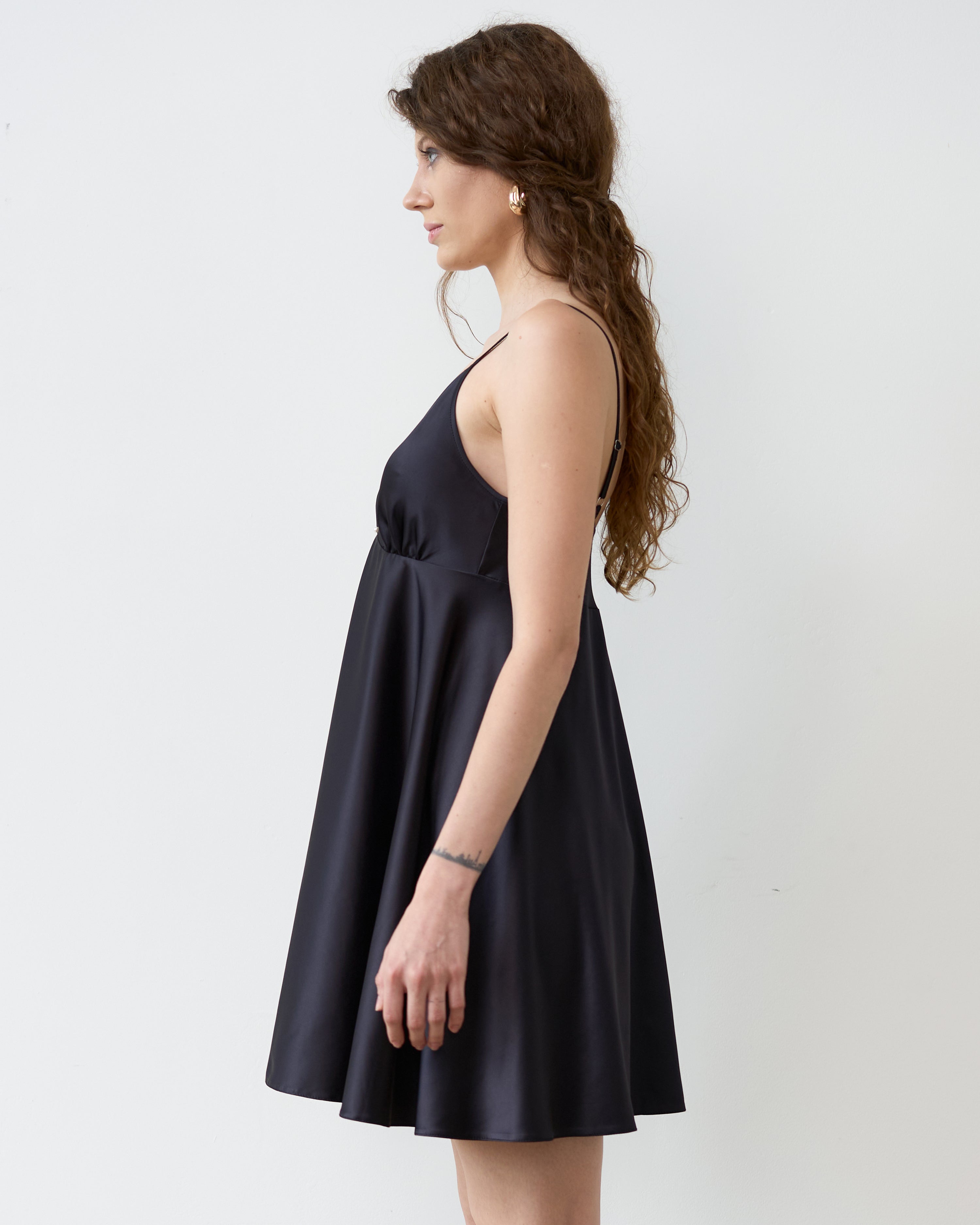 Satin chemise Babydoll S03199 black