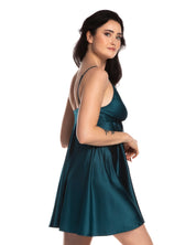 Satin chemise Babydoll S03199 emerald