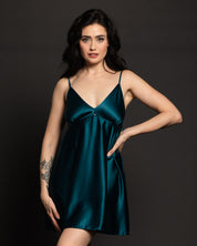 Satin chemise Babydoll S03199 emerald