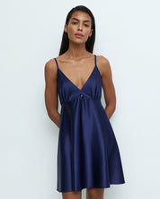 Satin chemise Babydoll S03199 navy