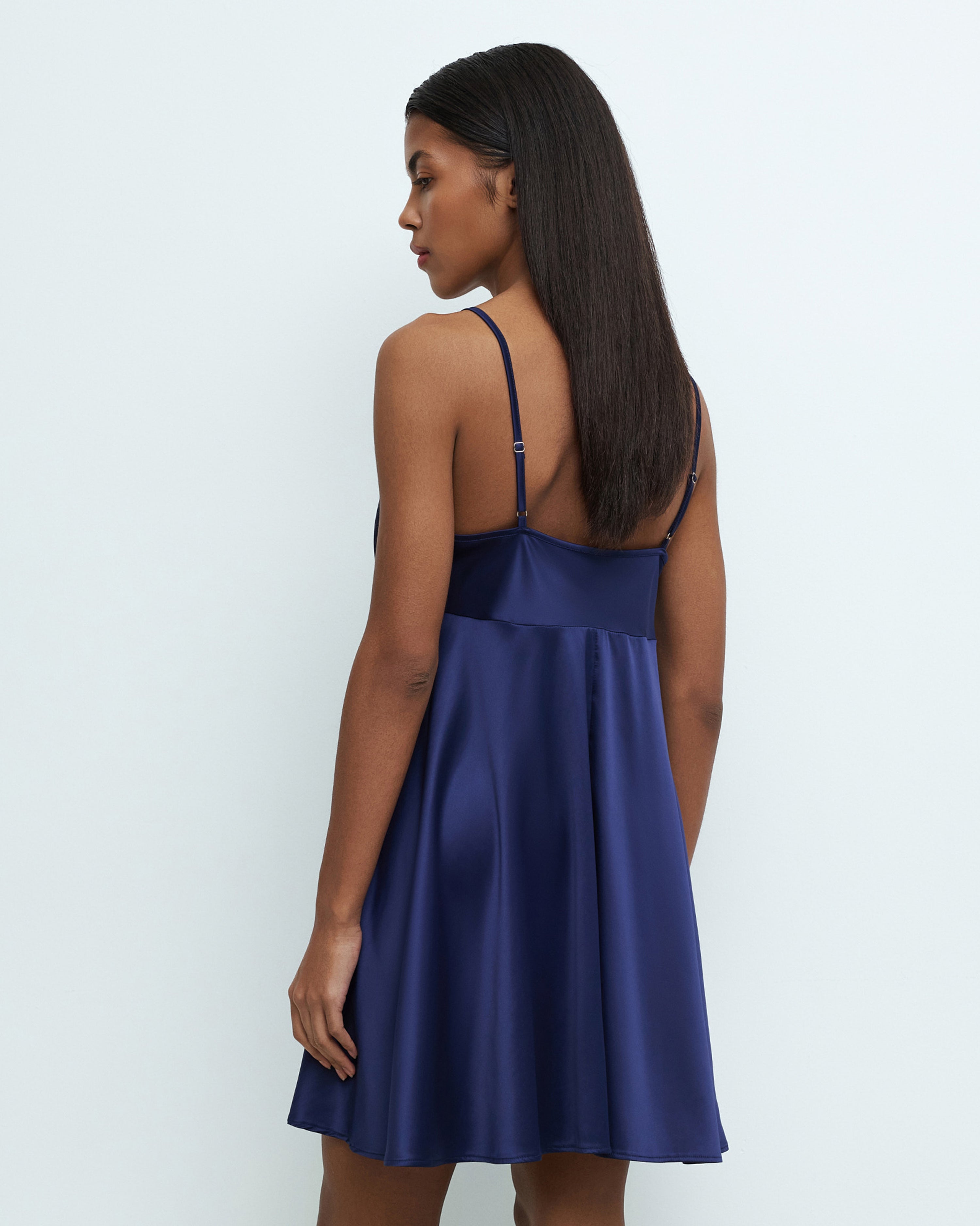 Satin chemise Babydoll S03199 navy