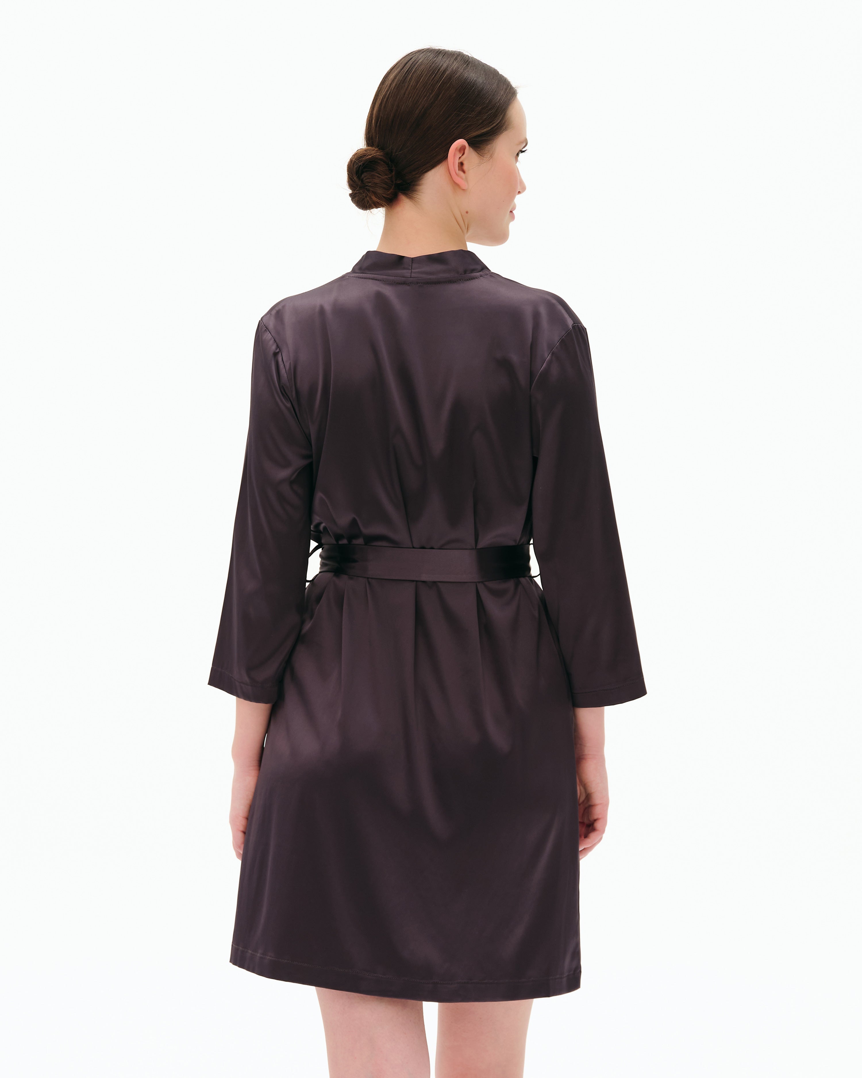 Satin 3/4 sleeve Robe S03200 grey