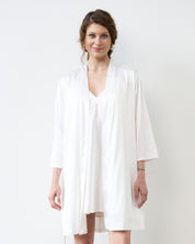 Satin 3/4 sleeve Robe S03200 white