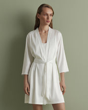 Satin 3/4 sleeve Robe S03200 white