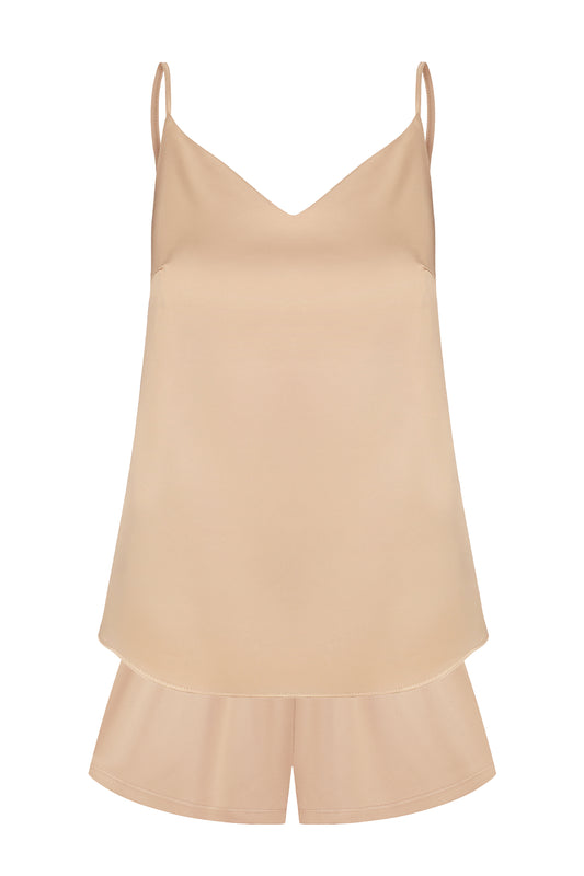 Womens silk satin cami shorts set S03400