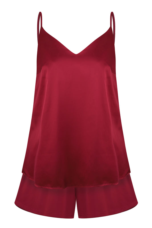 Womens silk satin cami shorts set S03400
