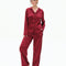 Satin button-up long sleeve Pajama set S03401 burgundy