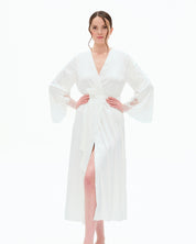 Satin long Robe S03402 white
