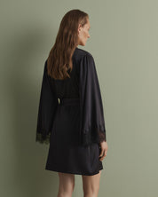 Satin Robe S03406 black