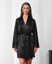 Satin Robe S03406 black