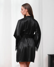 Satin Robe S03406 black