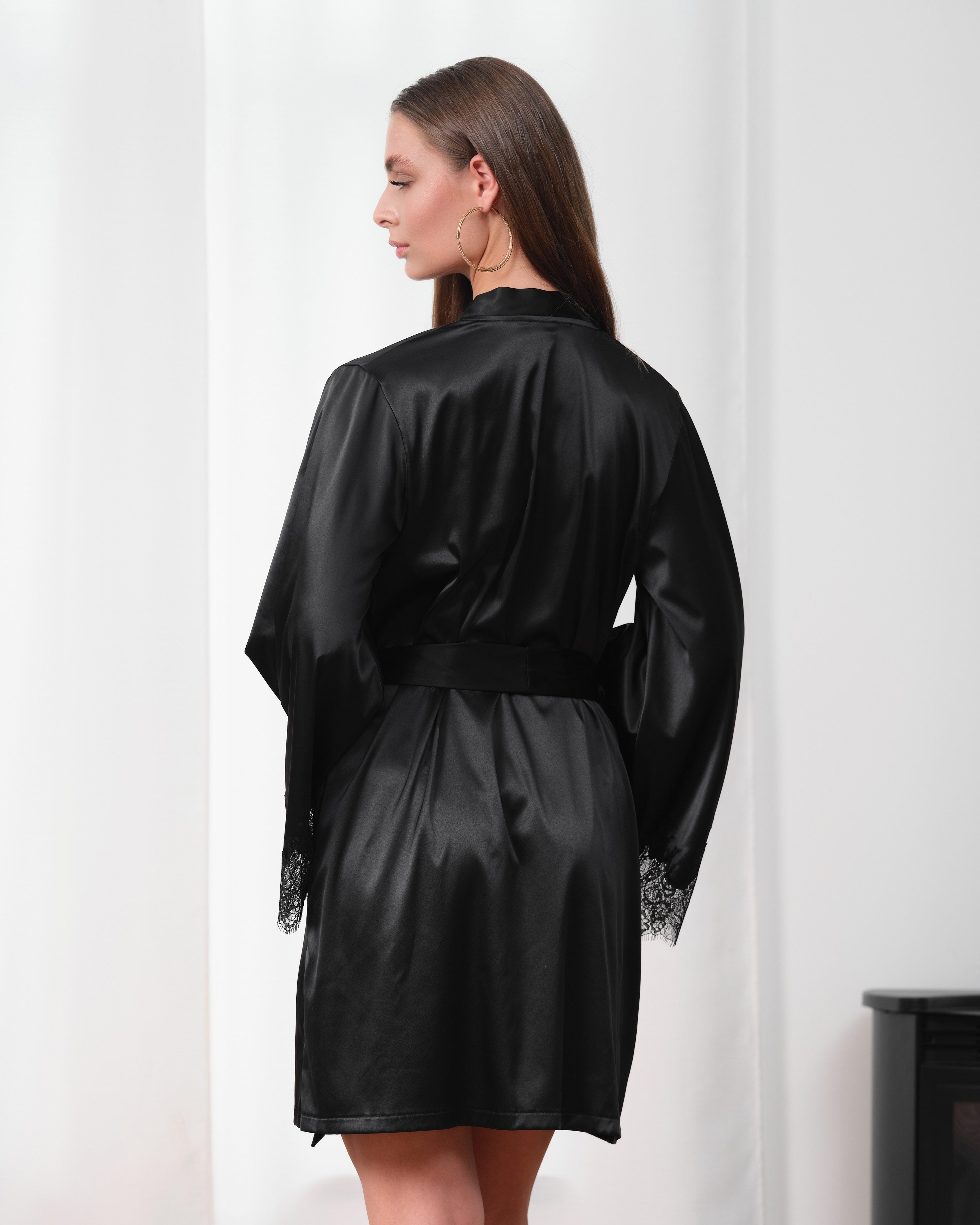 Satin Robe S03406 black