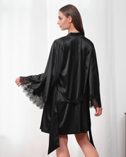 Satin Robe S03406 black
