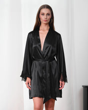 Satin Robe S03406 black