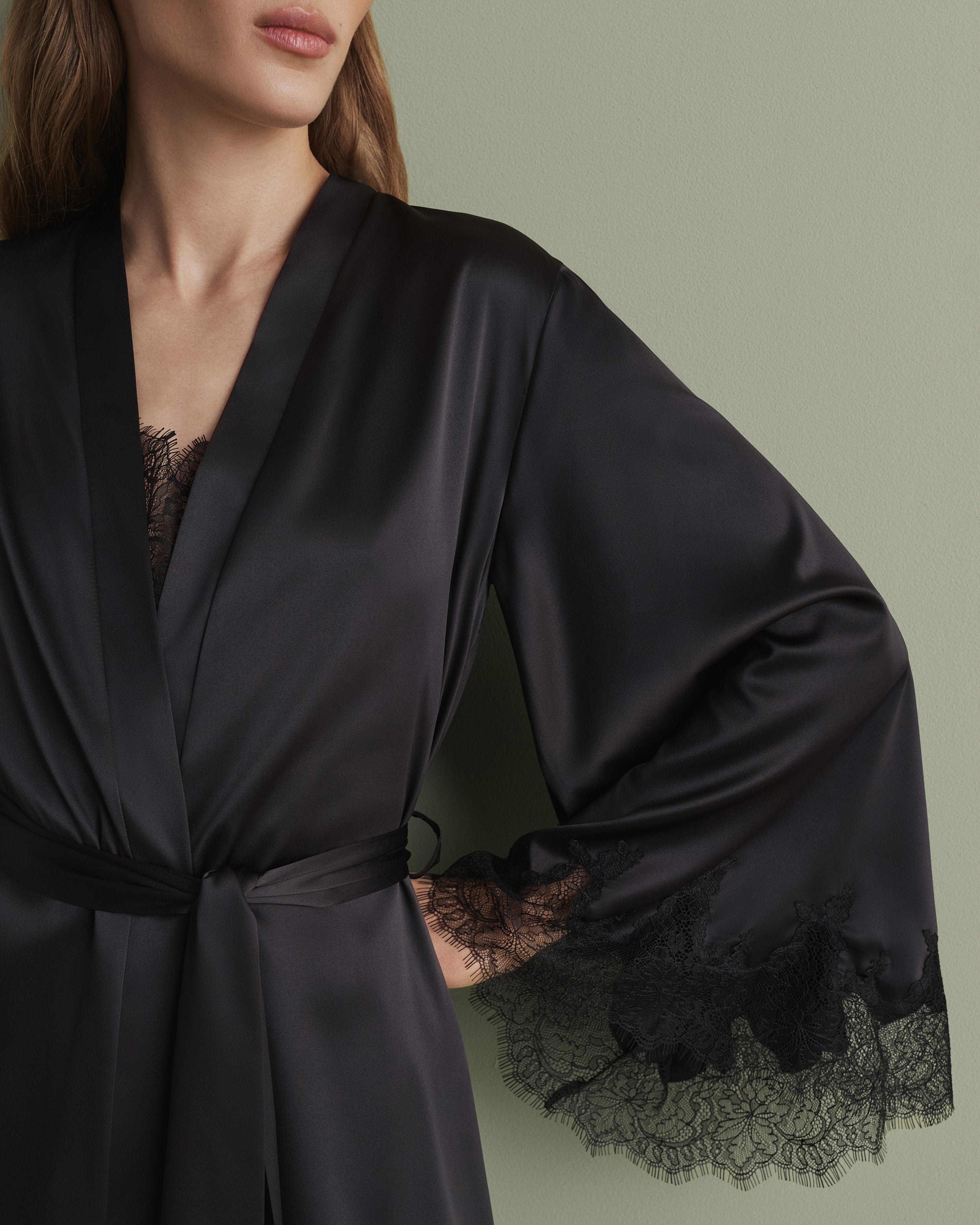Satin Robe S03406 black