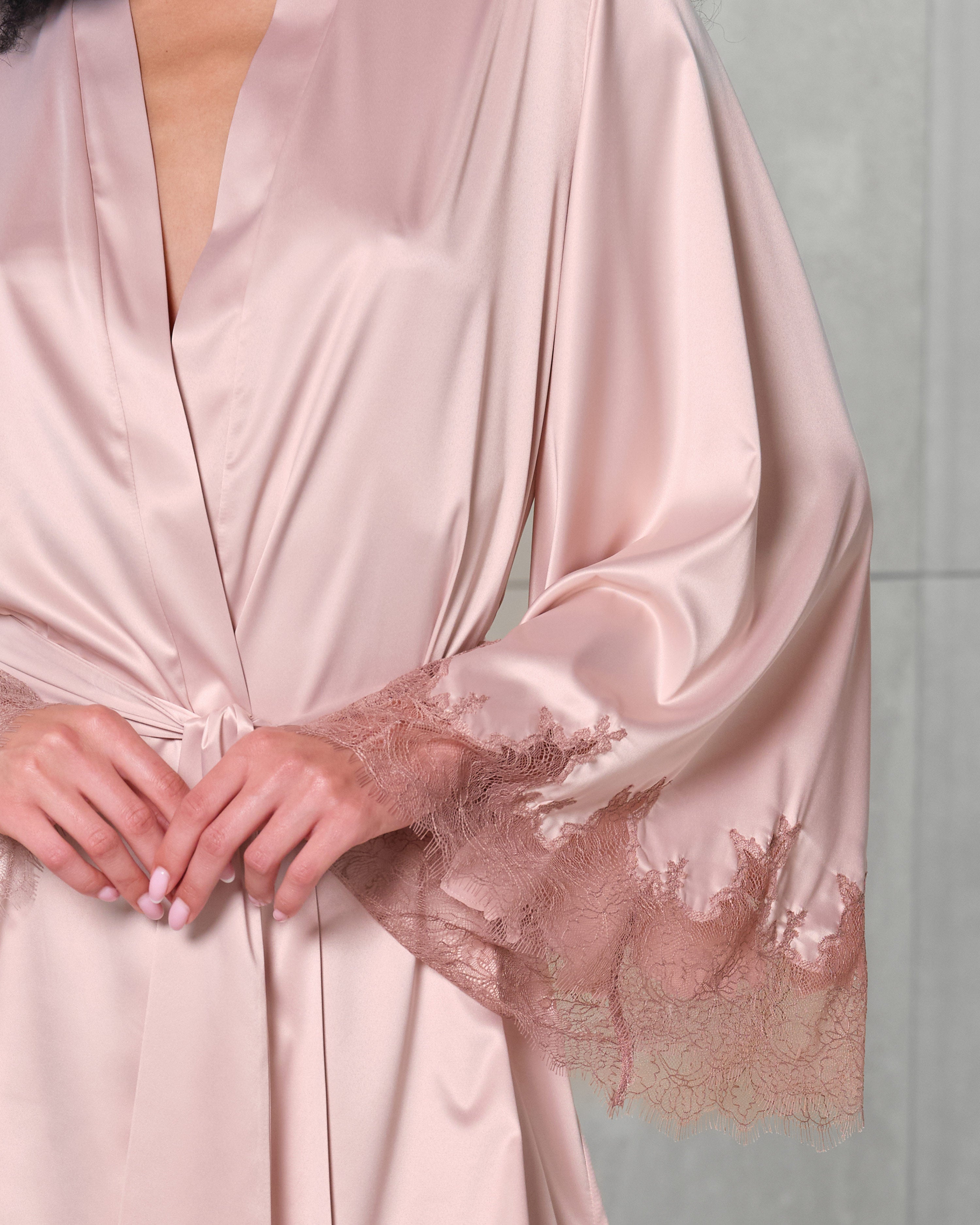Satin Robe S03406 rose gold