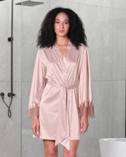Satin Robe S03406 rose gold
