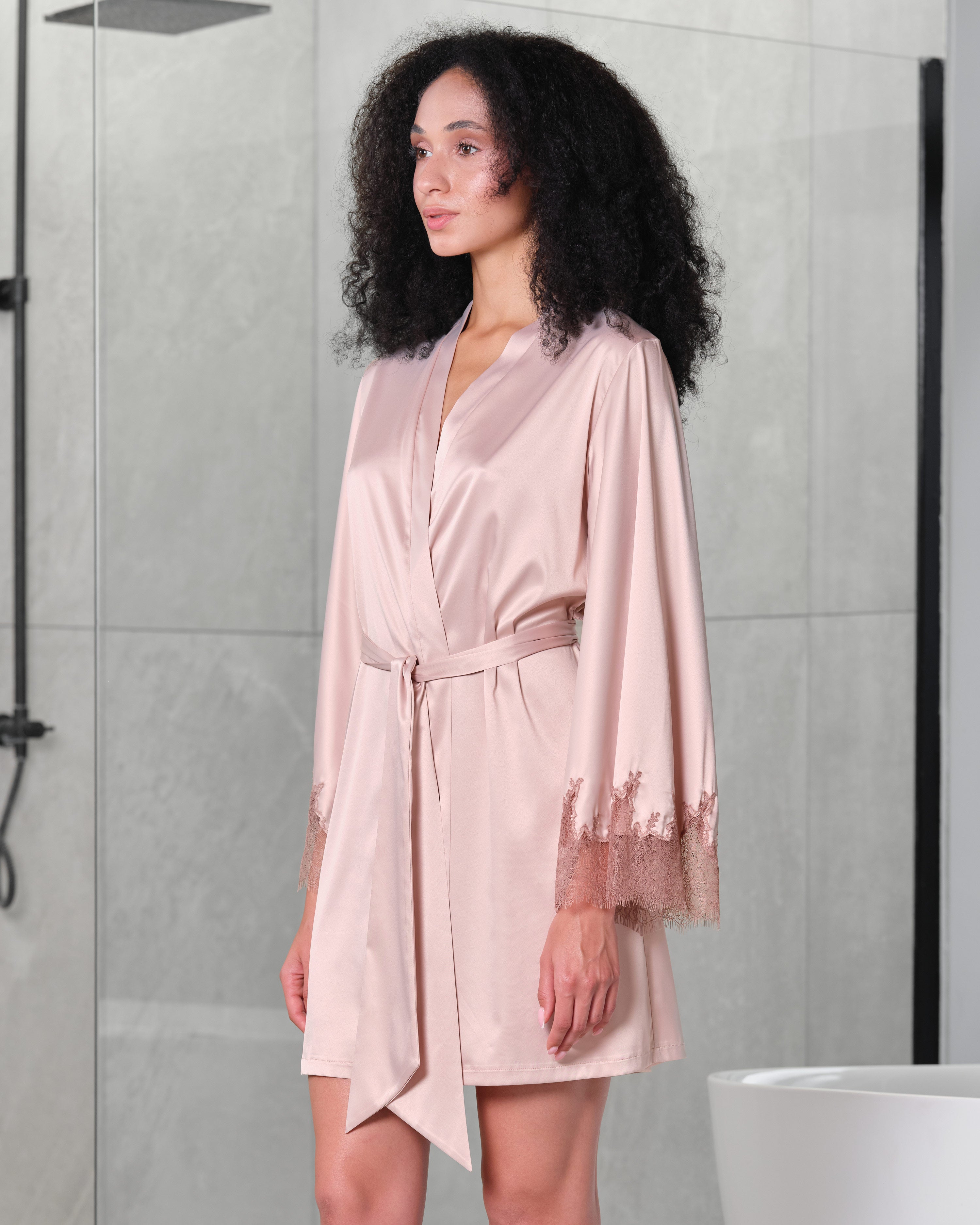 Satin Robe S03406 rose gold