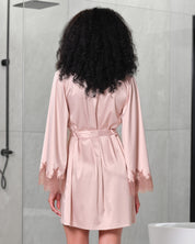 Satin Robe S03406 rose gold